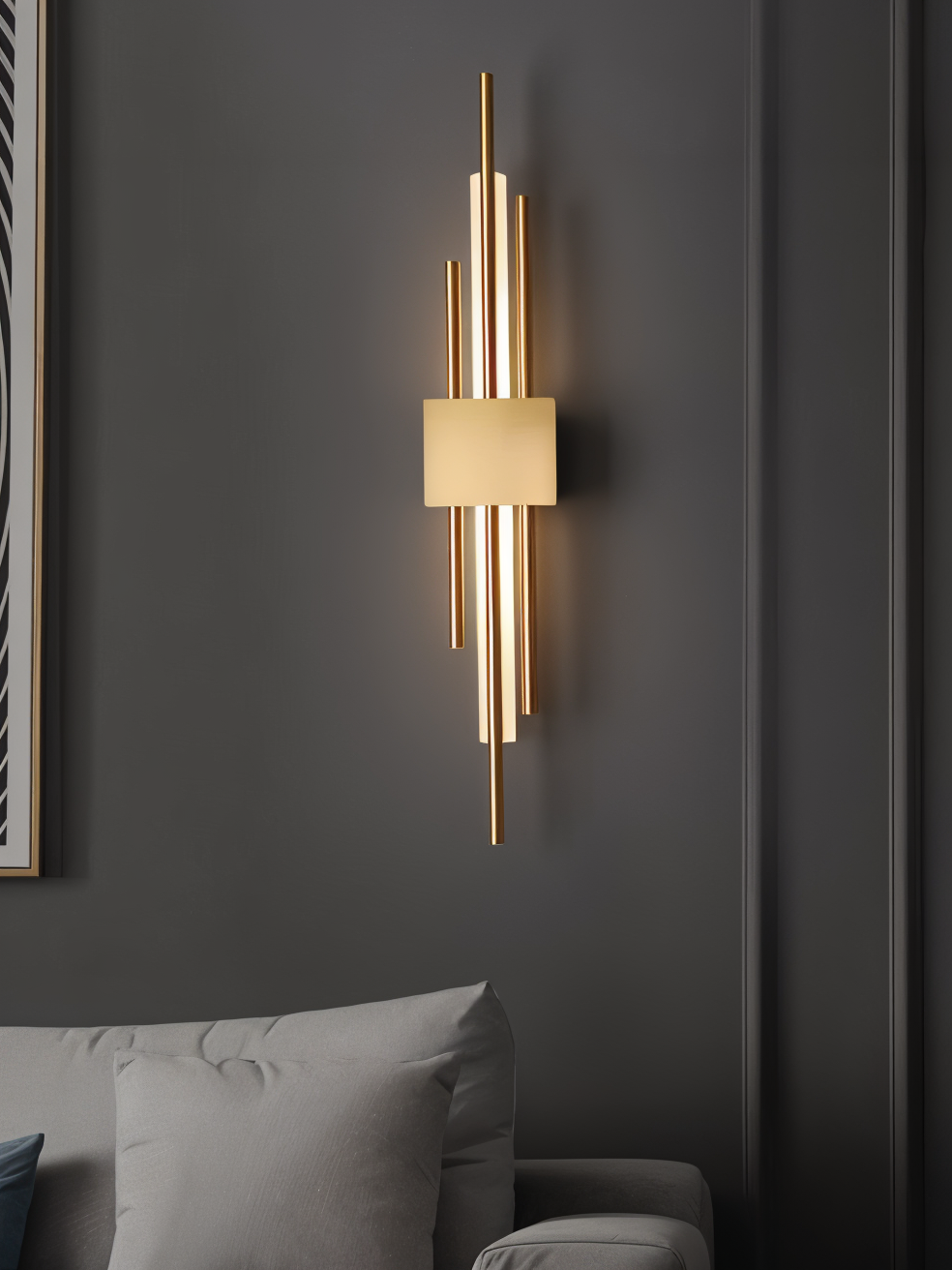 NobleGlow Gold Schwarze Wandleuchte – Luxuriöses lineares Design, einstellbare warme/neutrale/kühle Beleuchtung