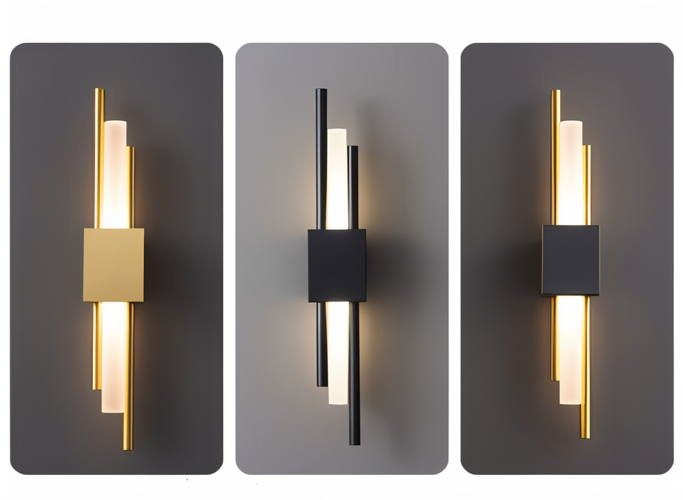 NobleGlow Gold Schwarze Wandleuchte – Luxuriöses lineares Design, einstellbare warme/neutrale/kühle Beleuchtung