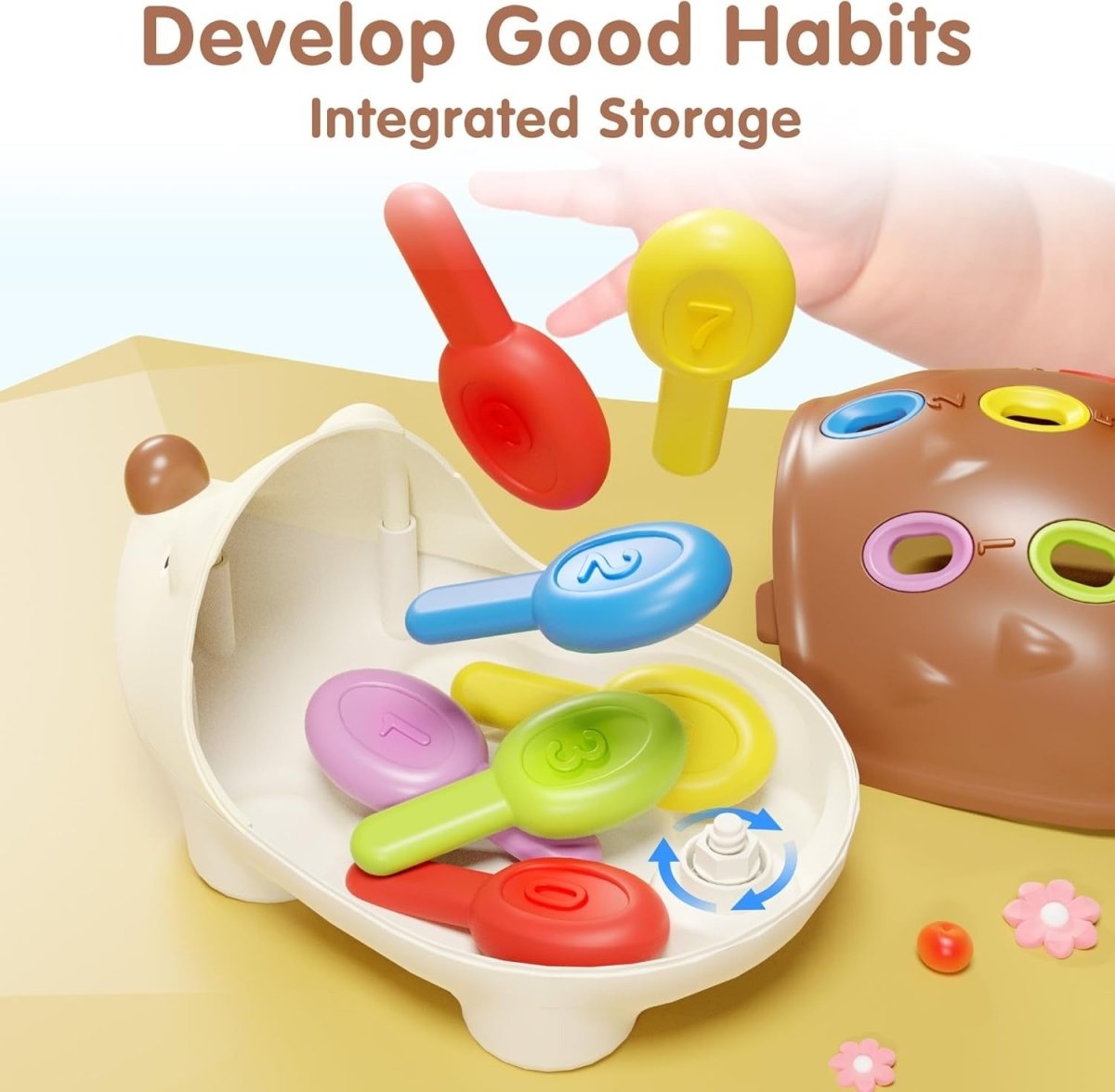 HedgeSpark Montessori Hedgehog Toy Colors and Numbers for Toddler Motor Skills