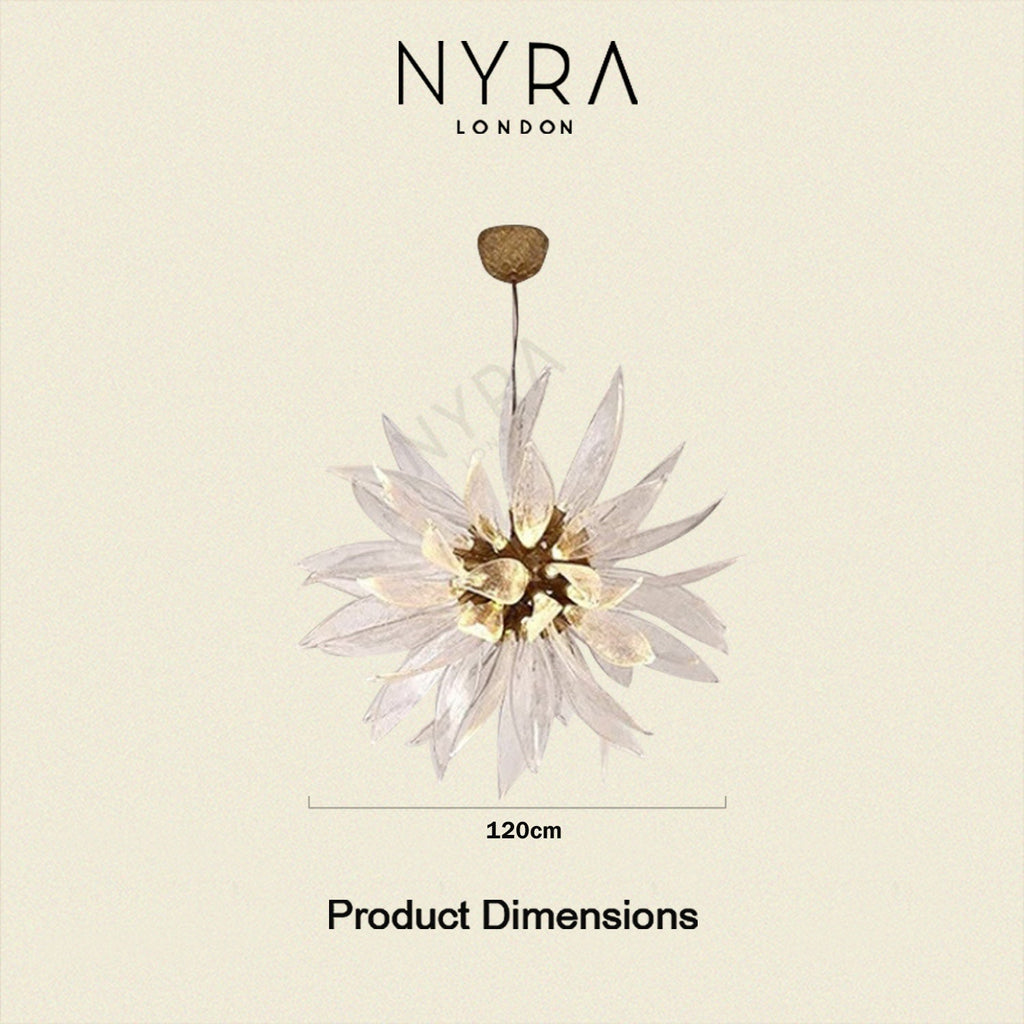 Liora Bloom Solsikke Glass Lysekrone med kobberramme og LED