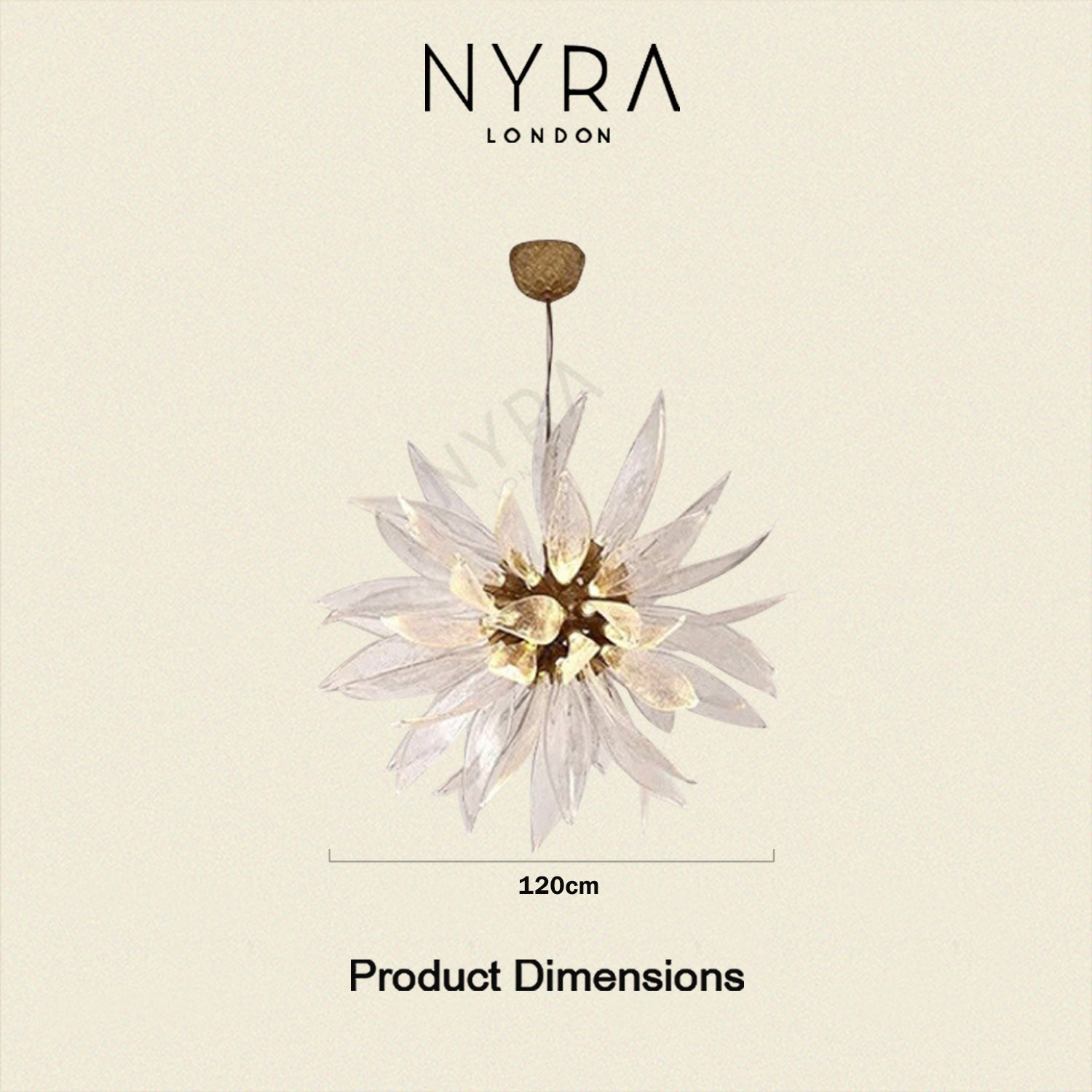 Liora Bloom Solsikke Glass Lysekrone med kobberramme og LED