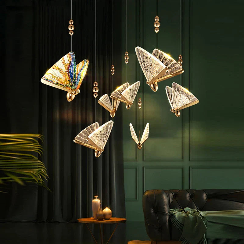 LumiMoth kunstnerisk sommerfuglpendellampe for stue