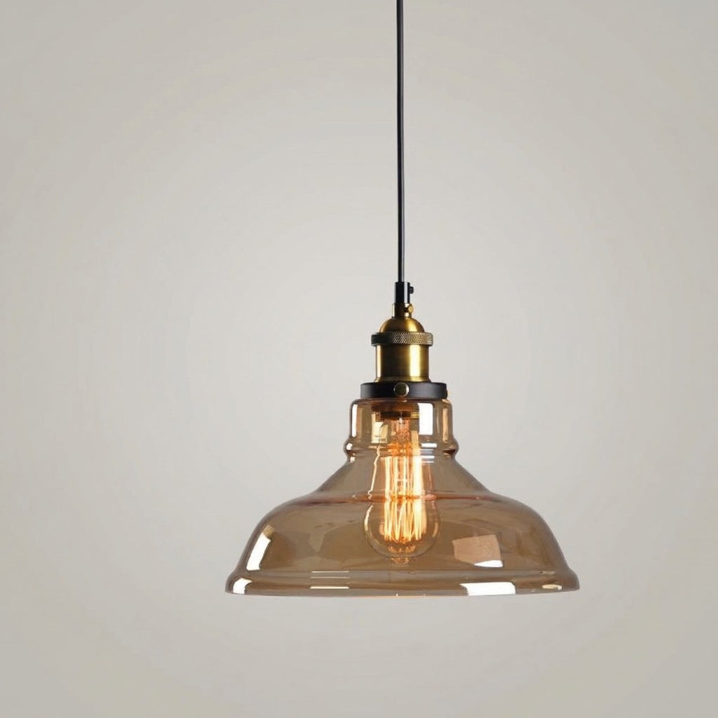 Retro Glass Pendant Lamp, 12-Inch, Industrial-Style Design