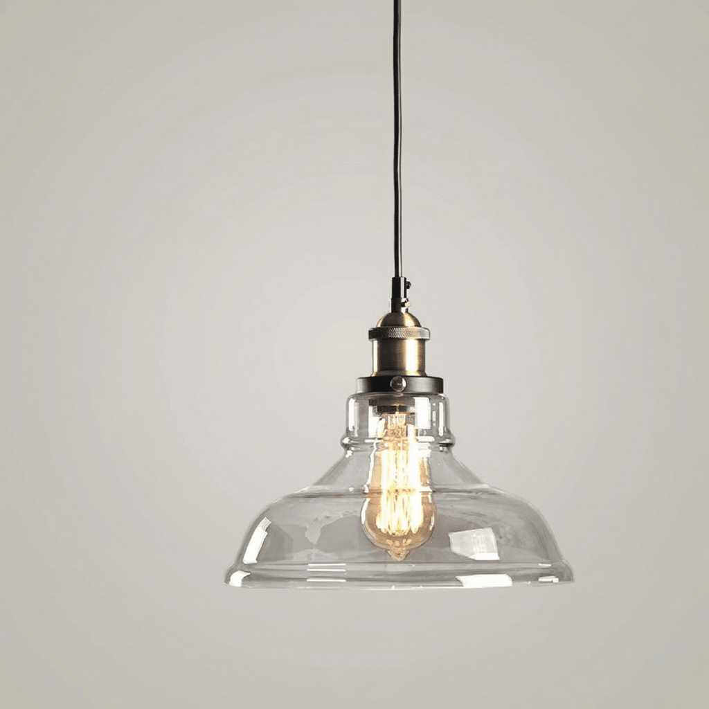 Retro Glass Pendant Lamp, 12-Inch, Industrial-Style Design