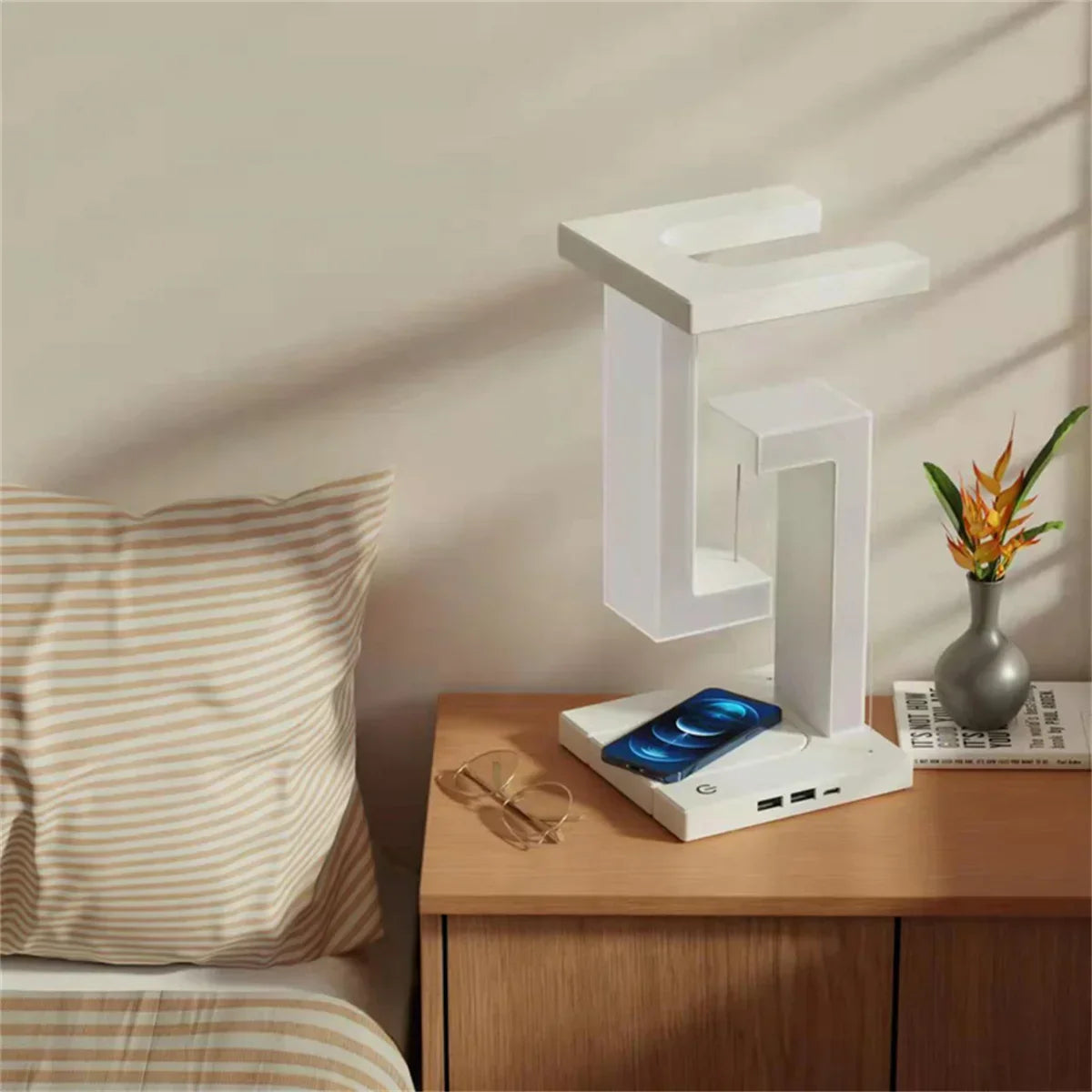 Levitating Desk Lamp With Wireless Charging For Modern Ambience