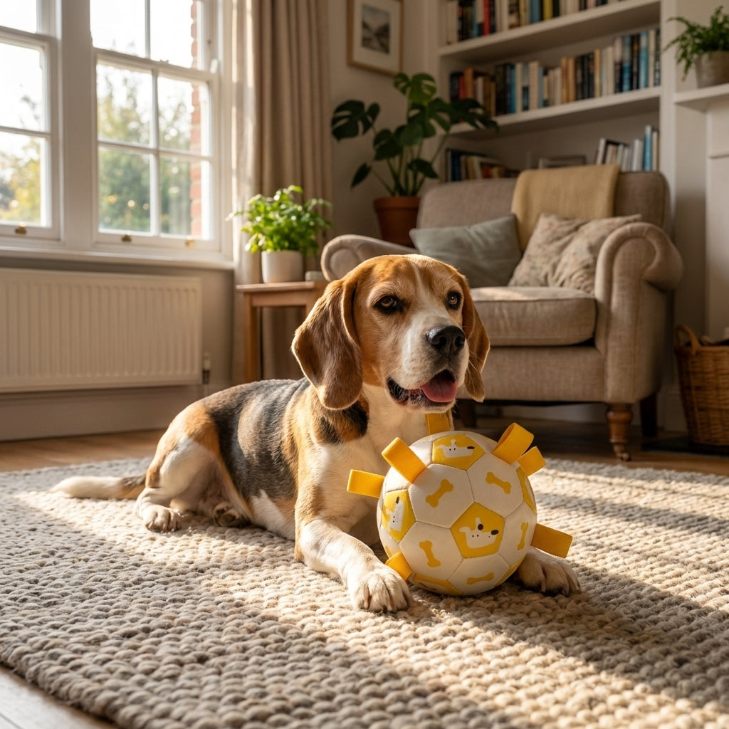 Hundeball med trekkstropper for apport og drakamp, 15 cm eller 19 cm