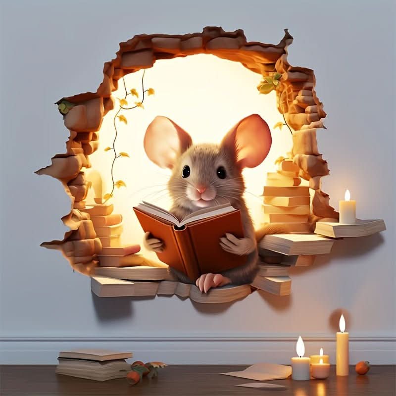 MirthMouse 3D tegneserie vægklistermærker sød musedekoration til børneværelser