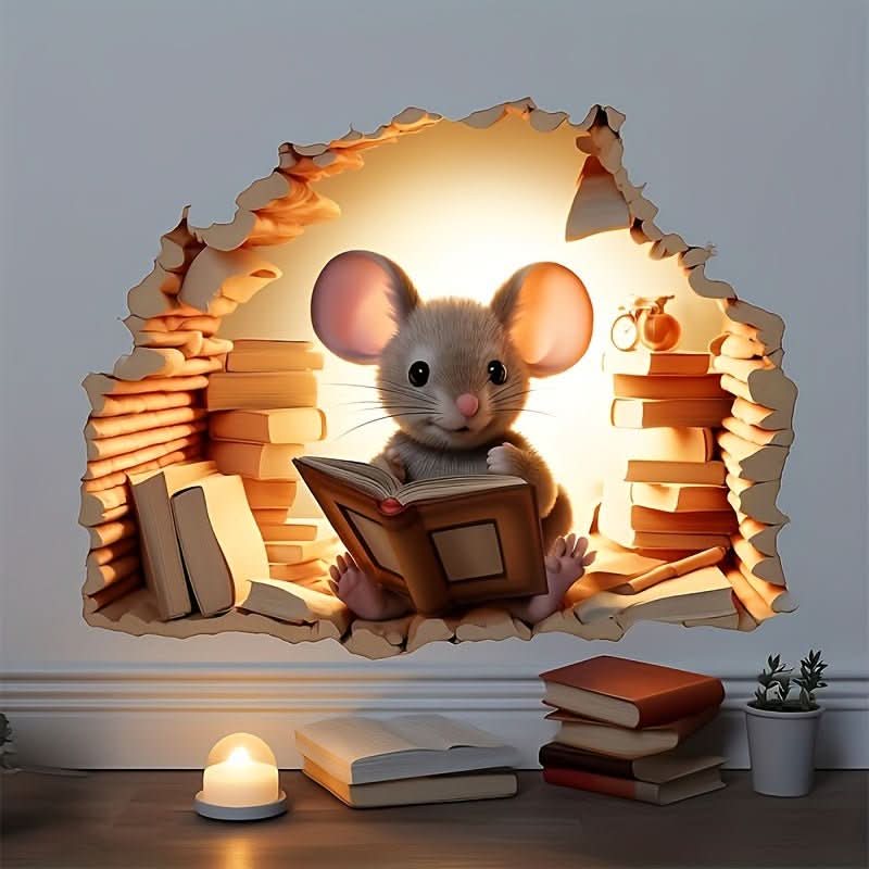 MirthMouse 3D tegneserie vægklistermærker sød musedekoration til børneværelser