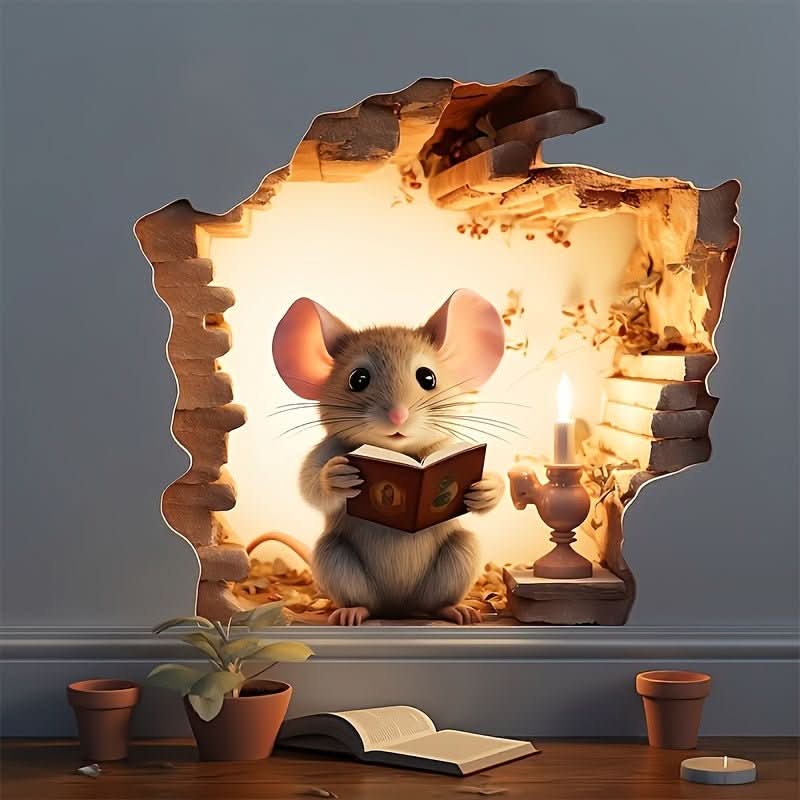 MirthMouse 3D tegneserie vægklistermærker sød musedekoration til børneværelser