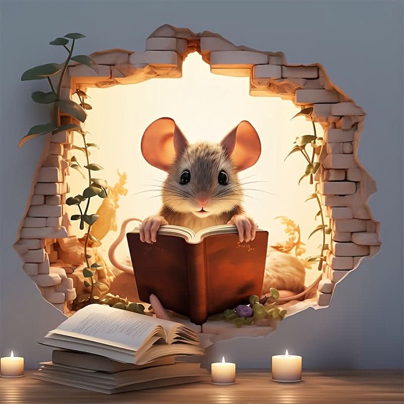 MirthMouse 3D tegneserie vægklistermærker sød musedekoration til børneværelser