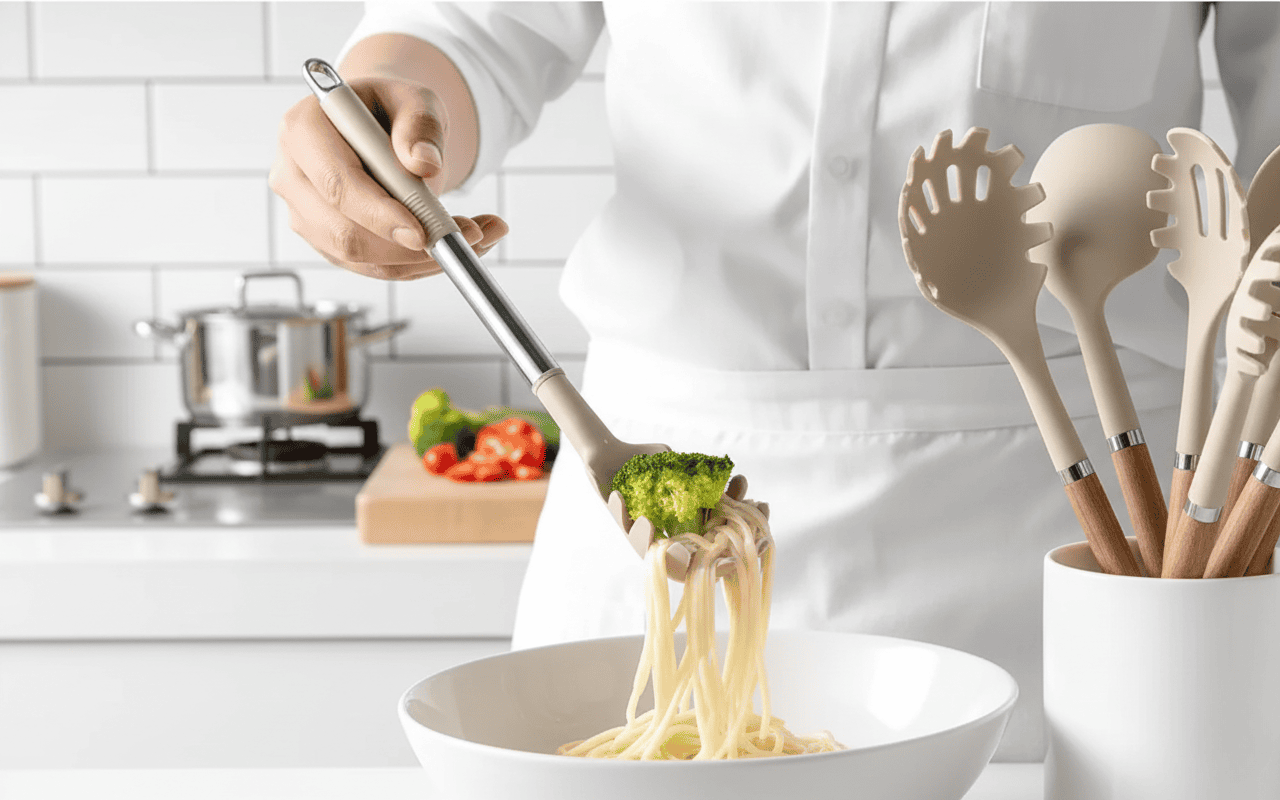 CulinaCraft Hőálló 11 darabos konyhai eszközkészlet fa hatású nyéllel