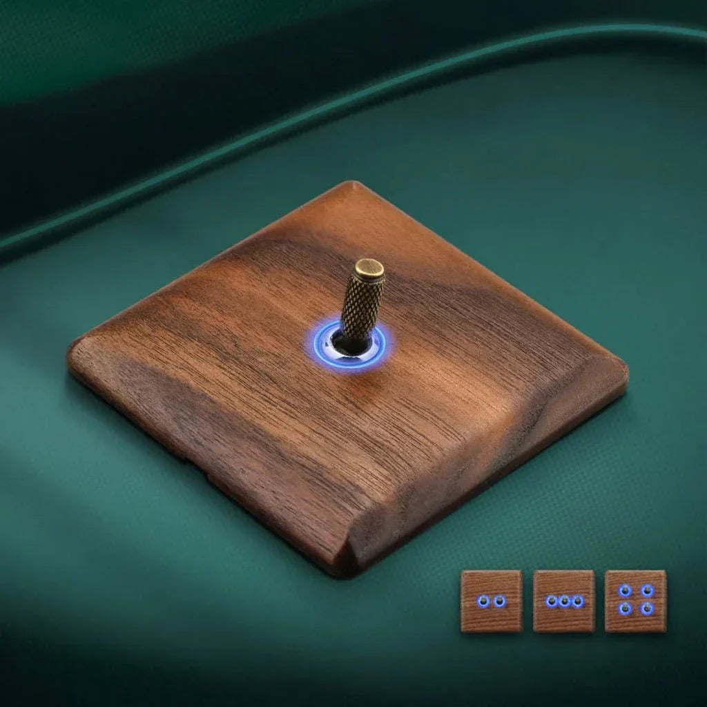 Interruttore in legno di noce dallo stile retrò con indicatore LED WalnutSwitch