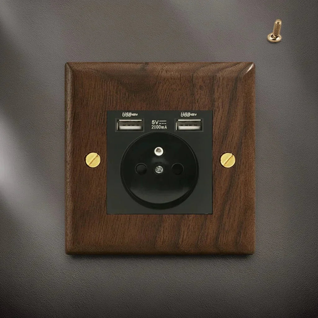 Interruttore in legno di noce dallo stile retrò con indicatore LED WalnutSwitch