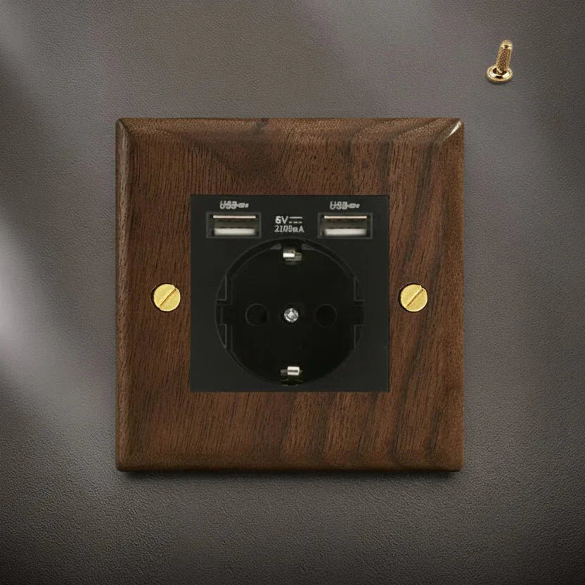 Interruttore in legno di noce dallo stile retrò con indicatore LED WalnutSwitch
