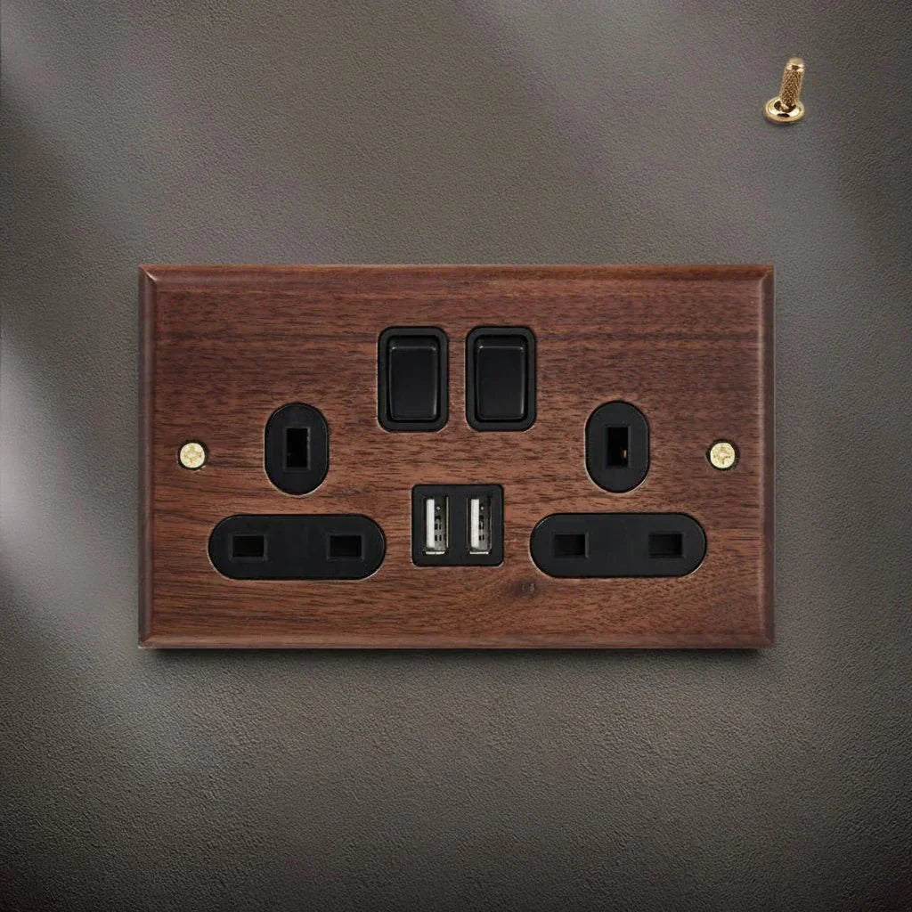 Interruttore in legno di noce dallo stile retrò con indicatore LED WalnutSwitch