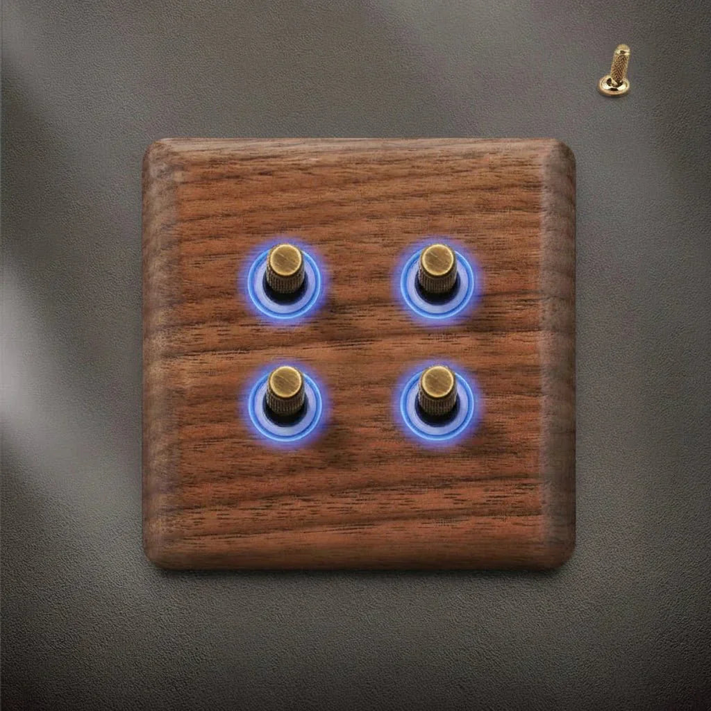 Interruttore in legno di noce dallo stile retrò con indicatore LED WalnutSwitch