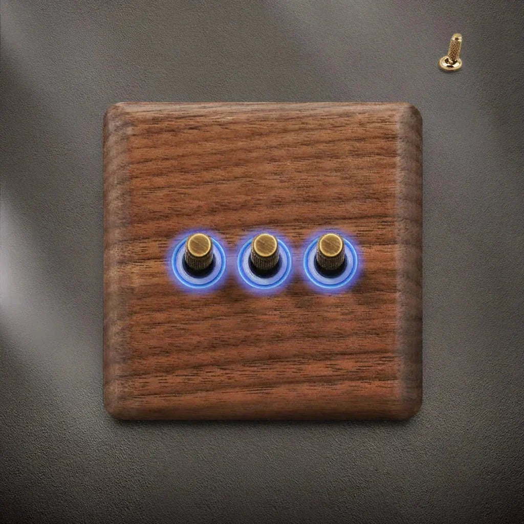 Interruttore in legno di noce dallo stile retrò con indicatore LED WalnutSwitch