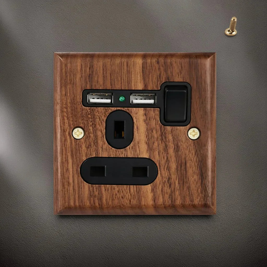 Interruttore in legno di noce dallo stile retrò con indicatore LED WalnutSwitch