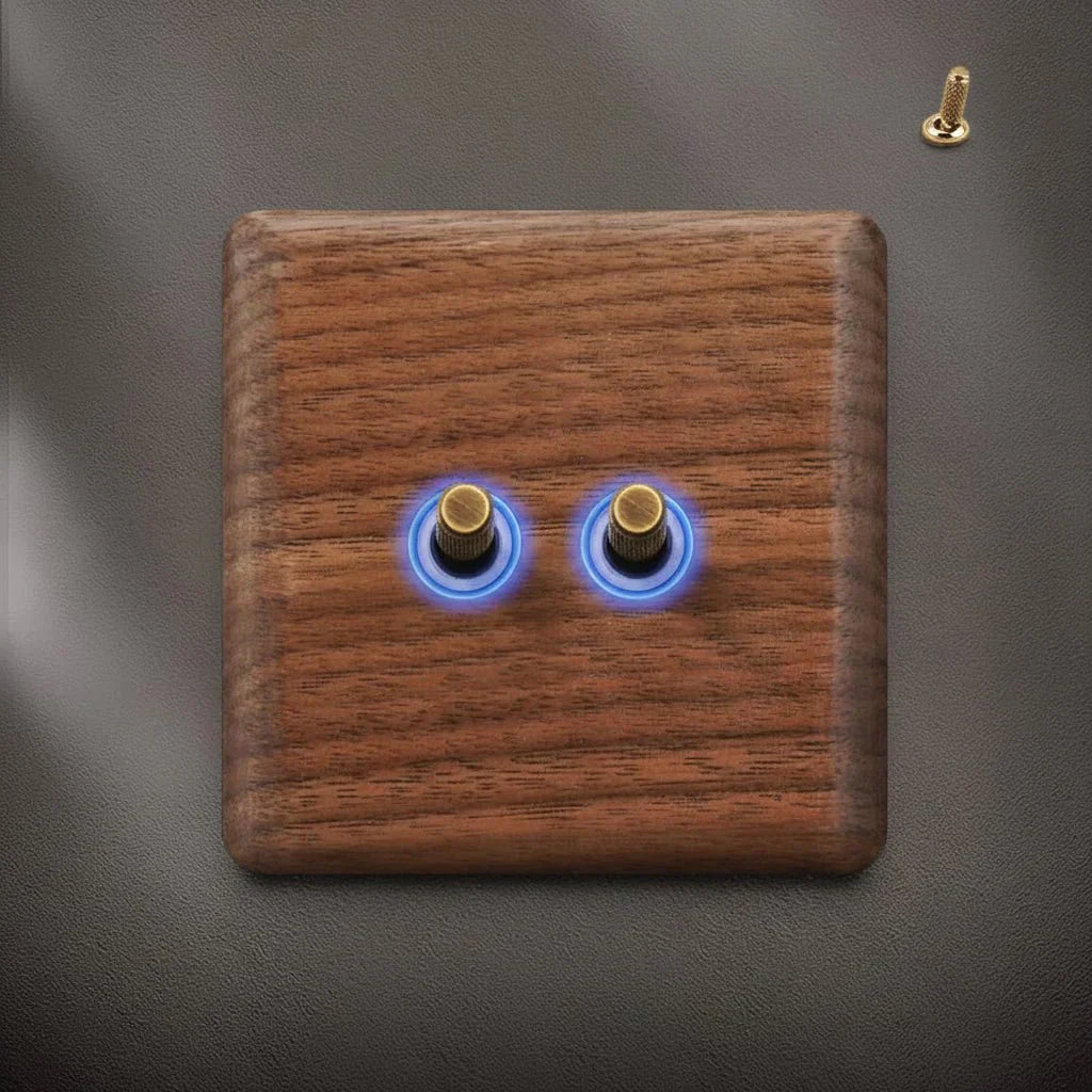 Interruttore in legno di noce dallo stile retrò con indicatore LED WalnutSwitch