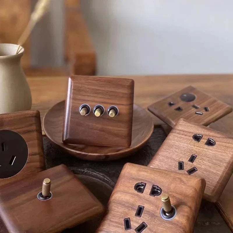 Interruttore in legno di noce dallo stile retrò con indicatore LED WalnutSwitch