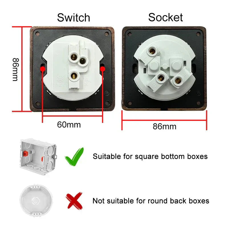 Interruttore in legno di noce dallo stile retrò con indicatore LED WalnutSwitch