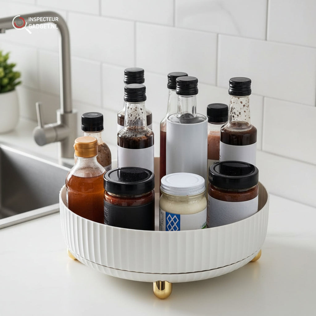 360 Degree Rotating Organizer For Kitchen, Bathroom, And Office Space Saver