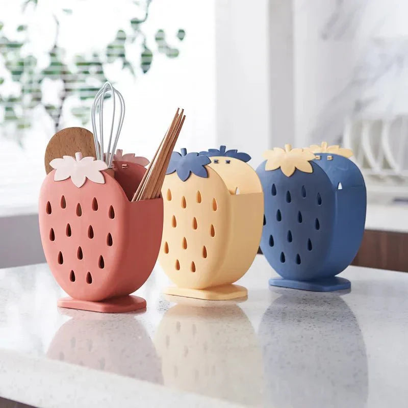 BERRYRACK Držák na kuchyňské náčiní a hůlky s motivem jahod