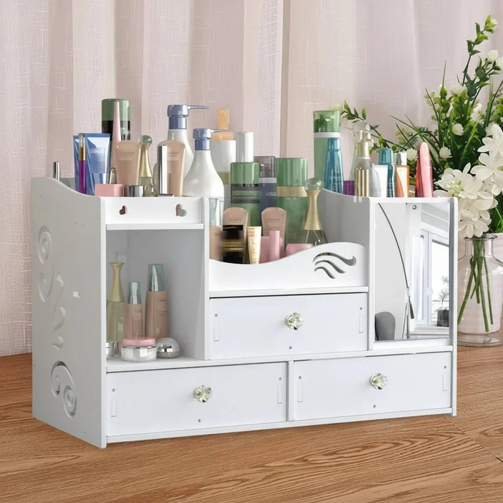 ארגונית איפור GLAMBOX לאחסון מסודר ונרחב בבית