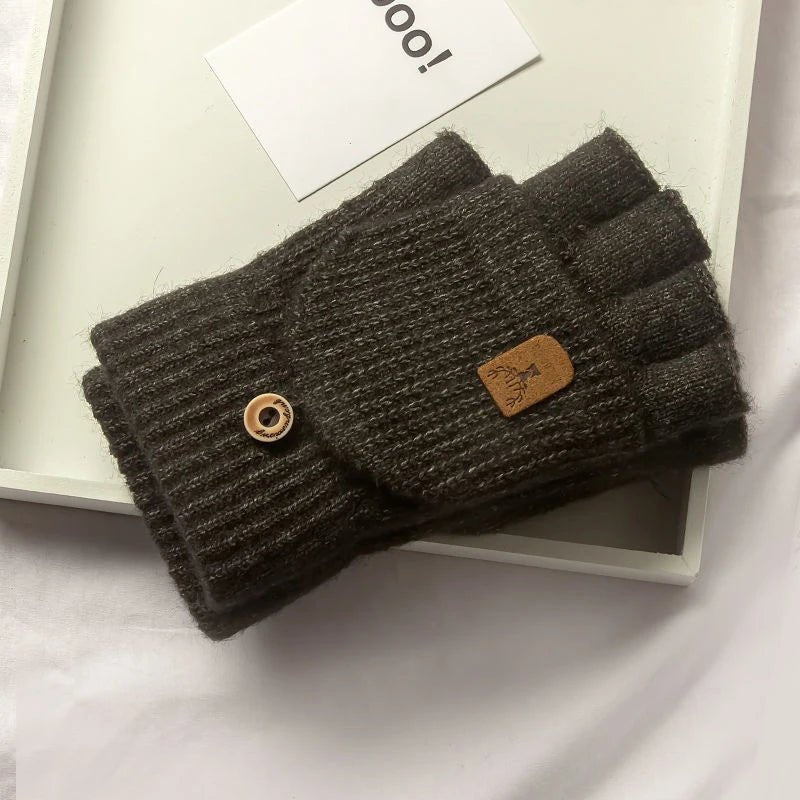 Gants d'hiver GlacierGrip à demi-doigts avec fonction écran tactile et design en tricot doux