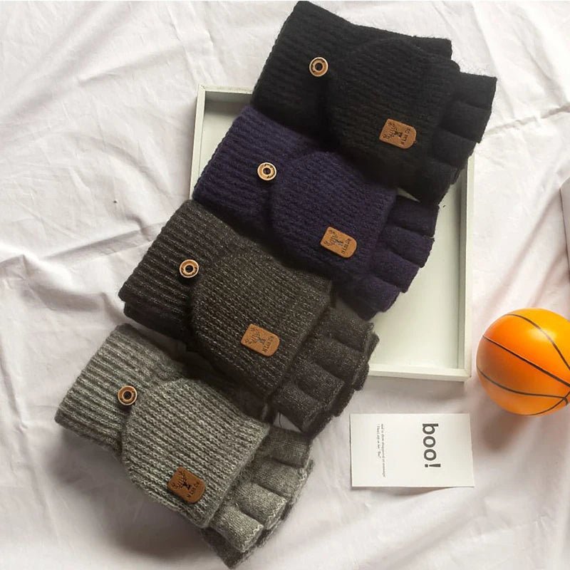 Gants d'hiver GlacierGrip à demi-doigts avec fonction écran tactile et design en tricot doux