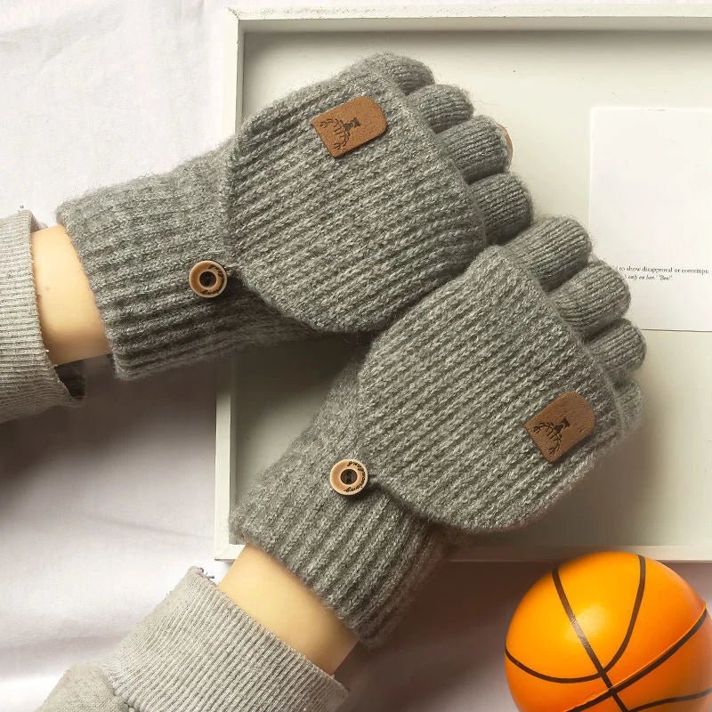 Gants d'hiver GlacierGrip à demi-doigts avec fonction écran tactile et design en tricot doux