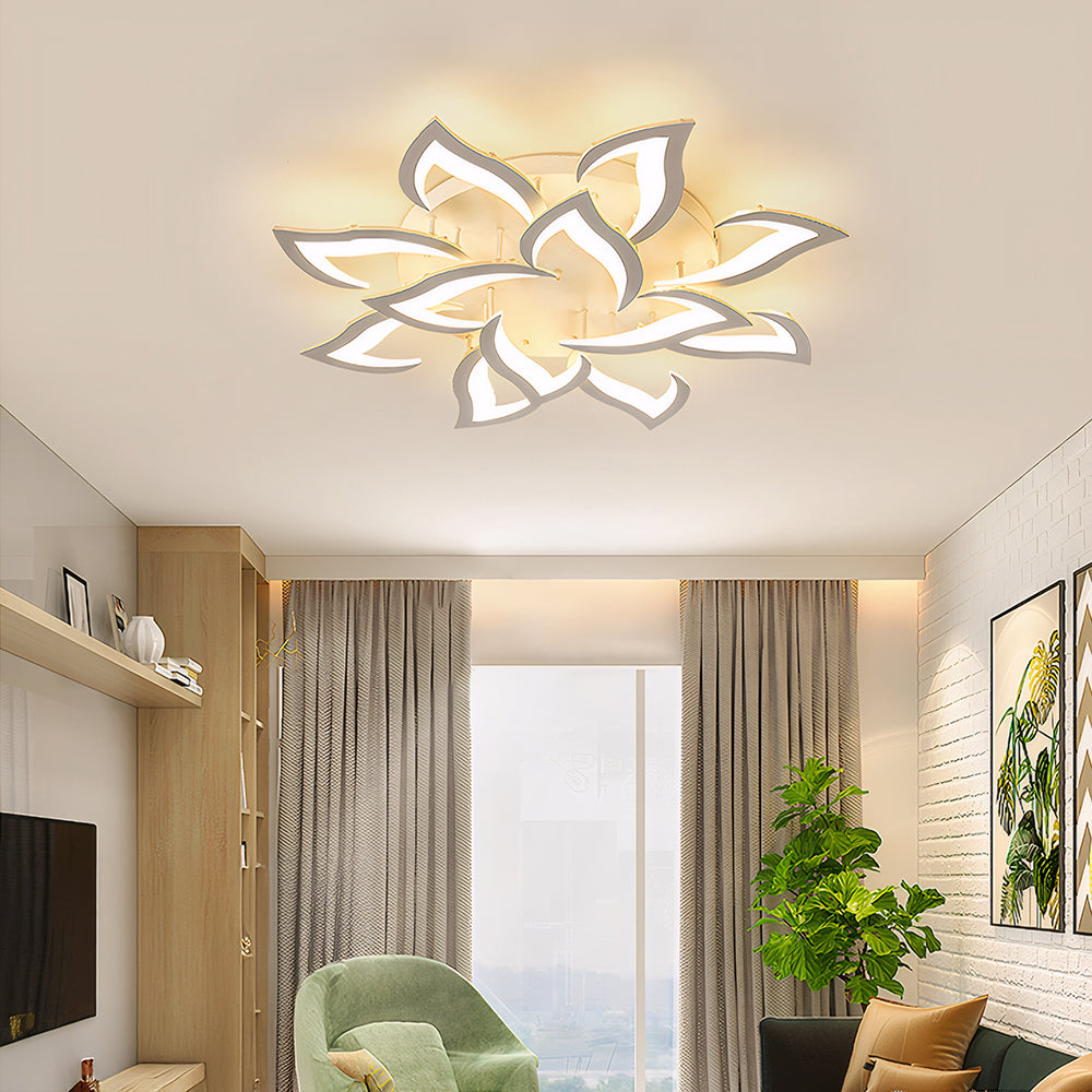 LED taklampe for stue eller soverom | Moderne blomsterdesign i jern