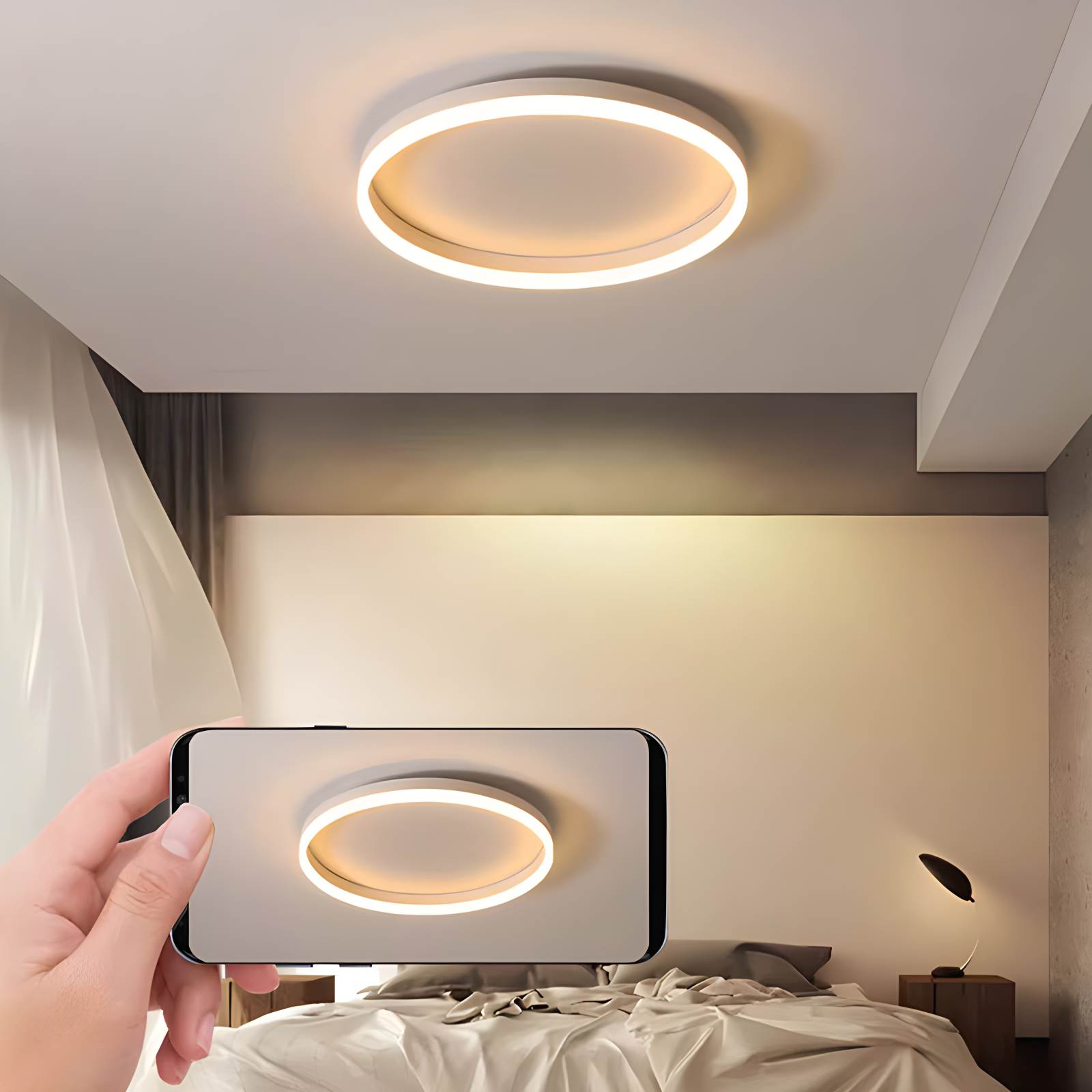 Nordisk cirkulær LED-loftlampe til soveværelse - Orntli