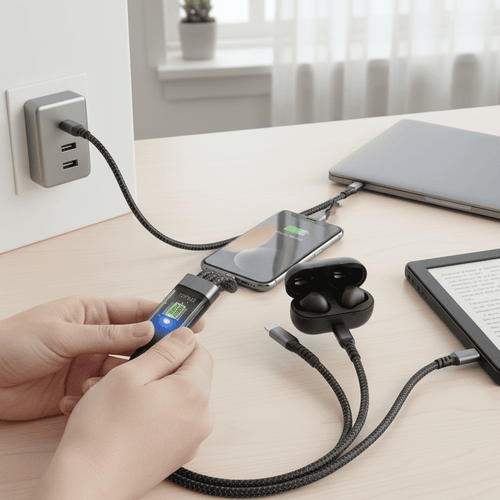 Cable de carga rápida LED transparente AeroLink 3 en 1 para entusiastas de la tecnología | compañías