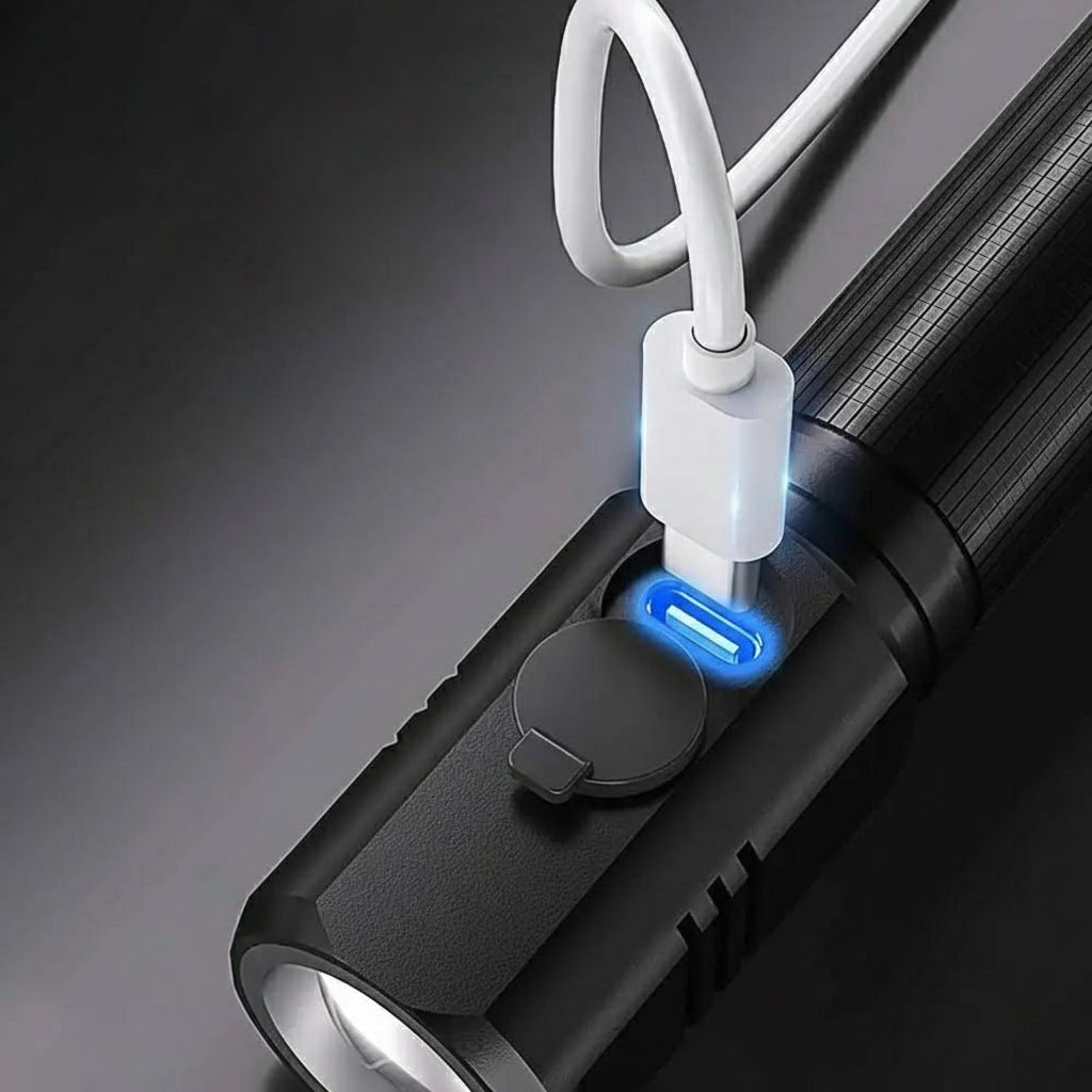 NovaLumen High Power Type C Rechargeable LED Flashlight 100000 Lumens For Outdoor Use