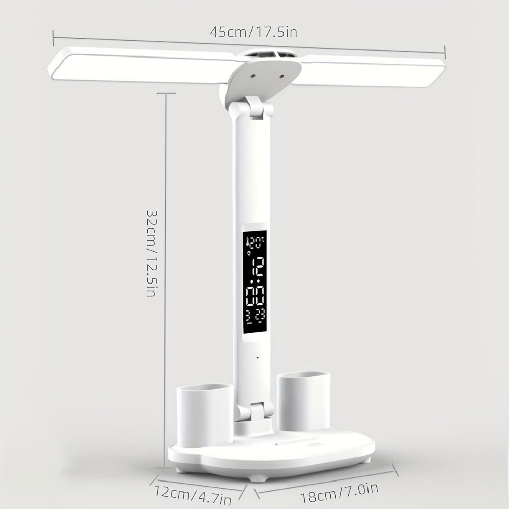 NovaDesk Dobbel Hode LED Skrivebordslampe med USB-strøm og Berøringskontroll for Profesjonelle