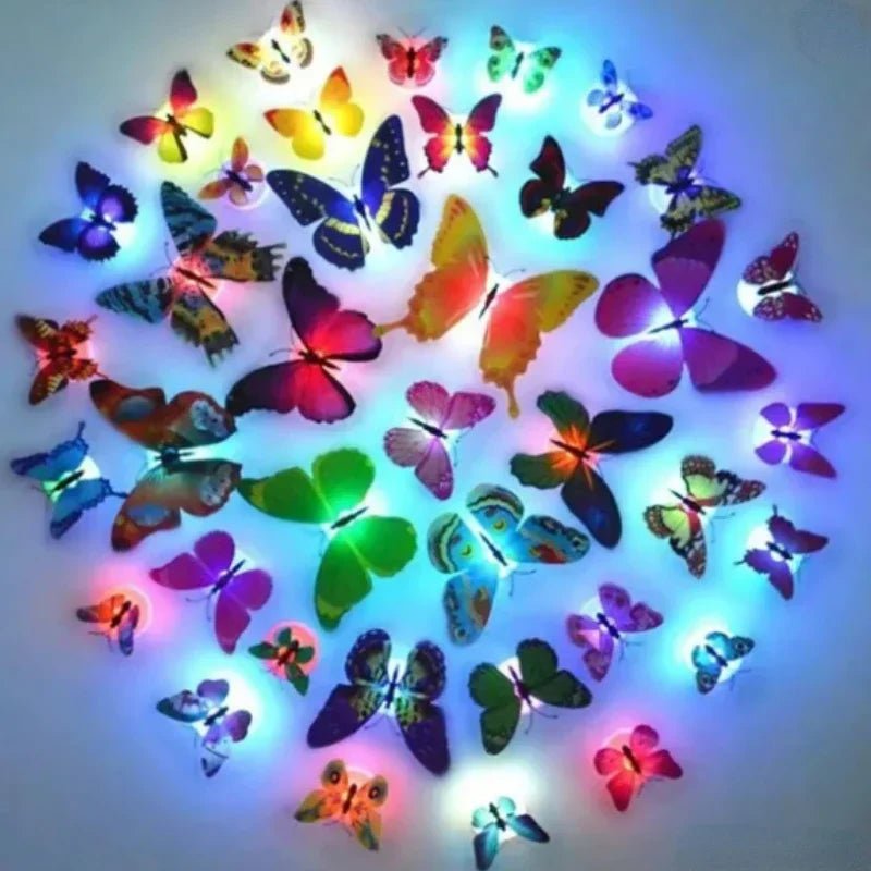 Autocolant de perete fluture 3D cu LED LumaWisp pentru iluminat ambiental de noapte