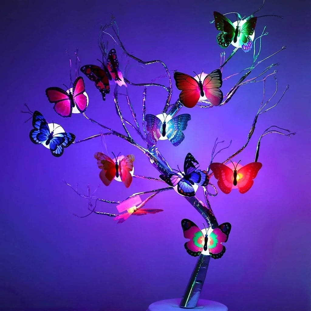 Autocolant de perete fluture 3D cu LED LumaWisp pentru iluminat ambiental de noapte