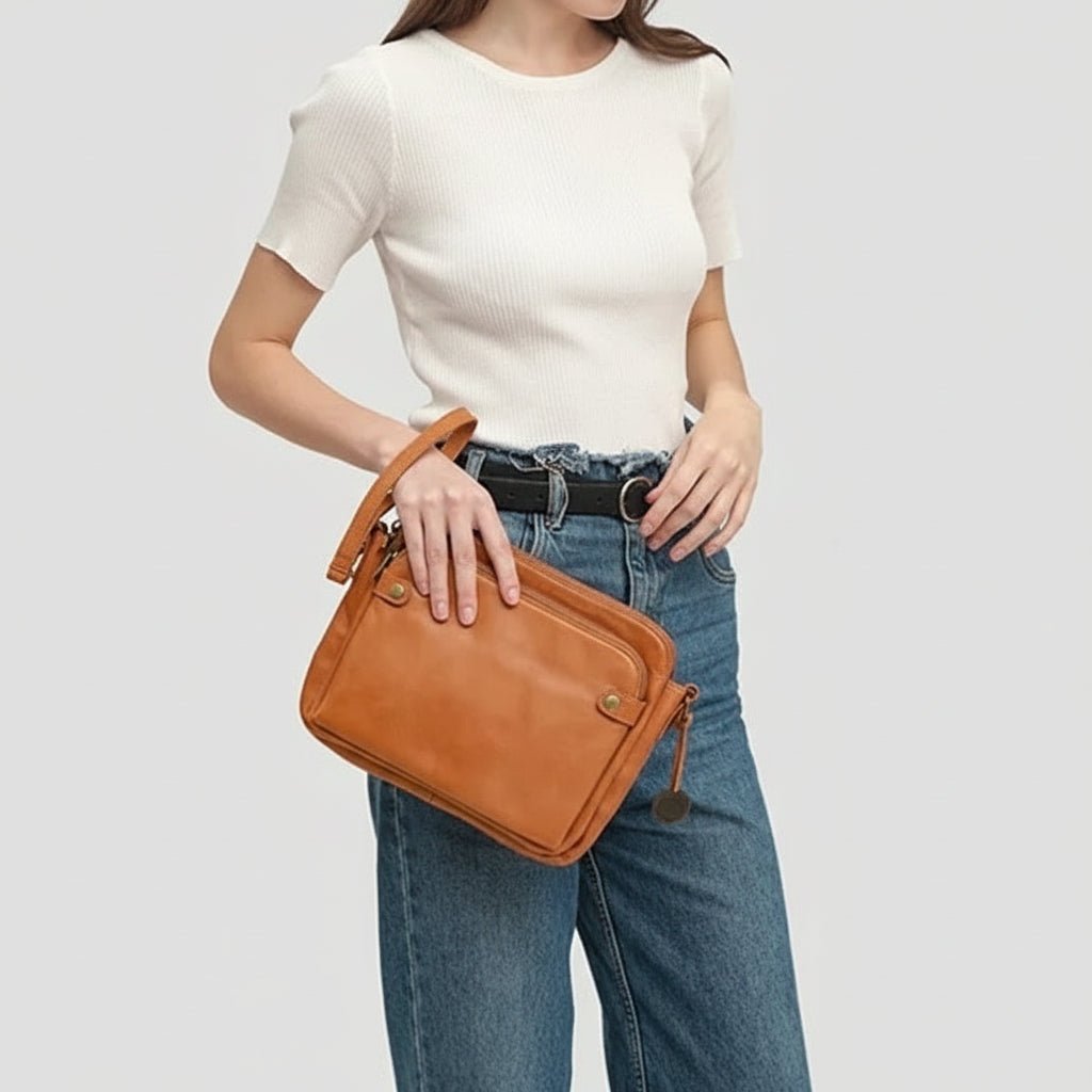 Leather Crossbody Bag For Women By Aurelia Timeless Elegant Genuine Leather Storage