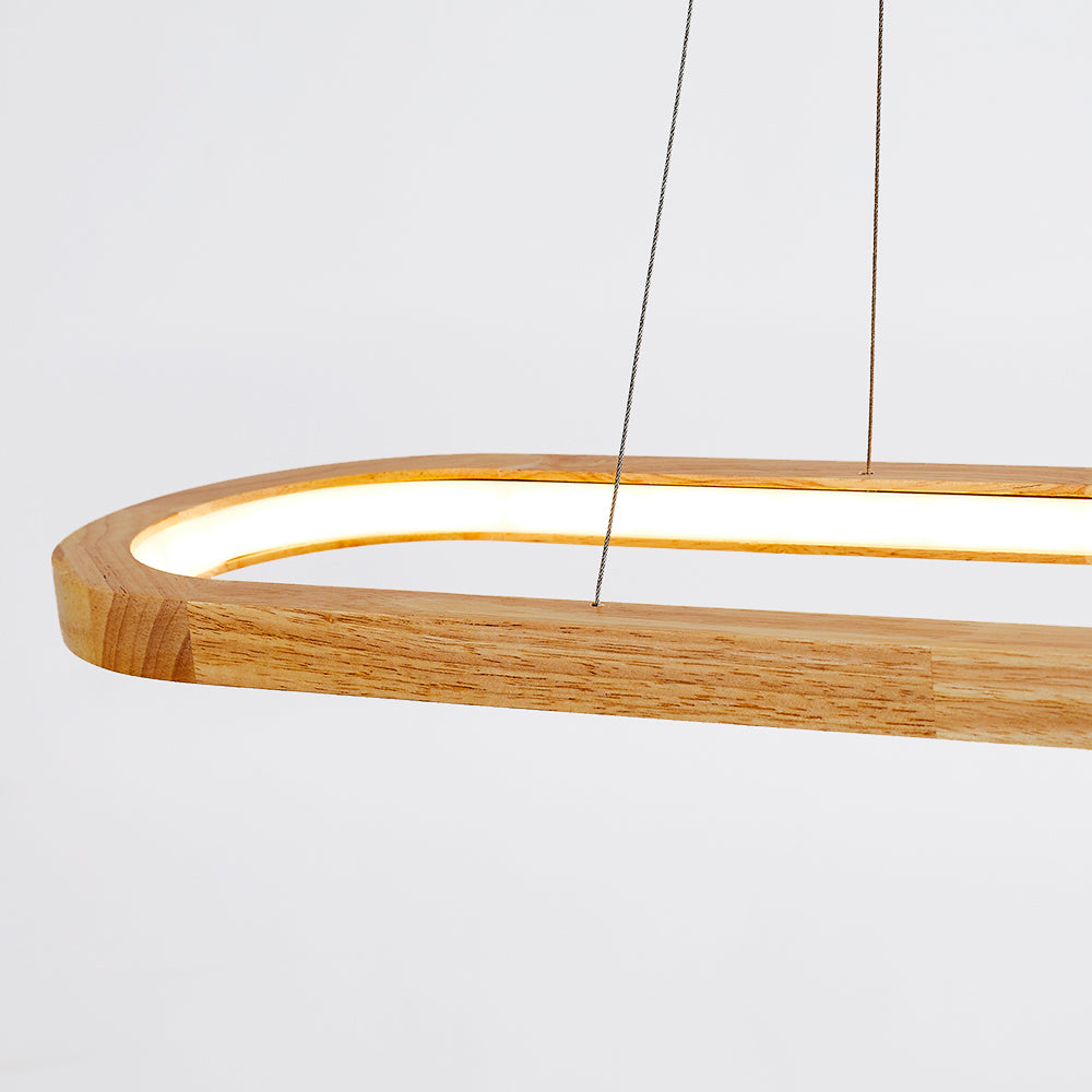 Lunara Modern Hanging Lamp in Metal and Wood by NovaHaus