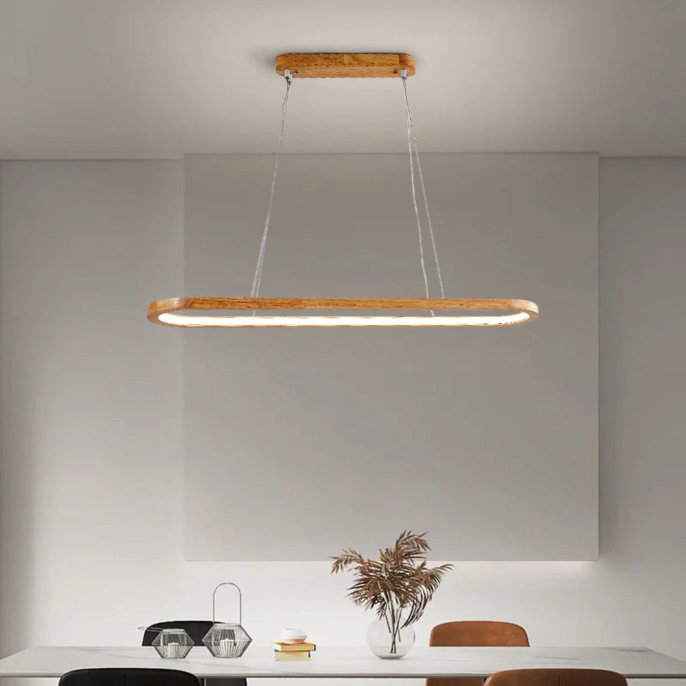 Lunara Modern Hanging Lamp in Metal and Wood by NovaHaus
