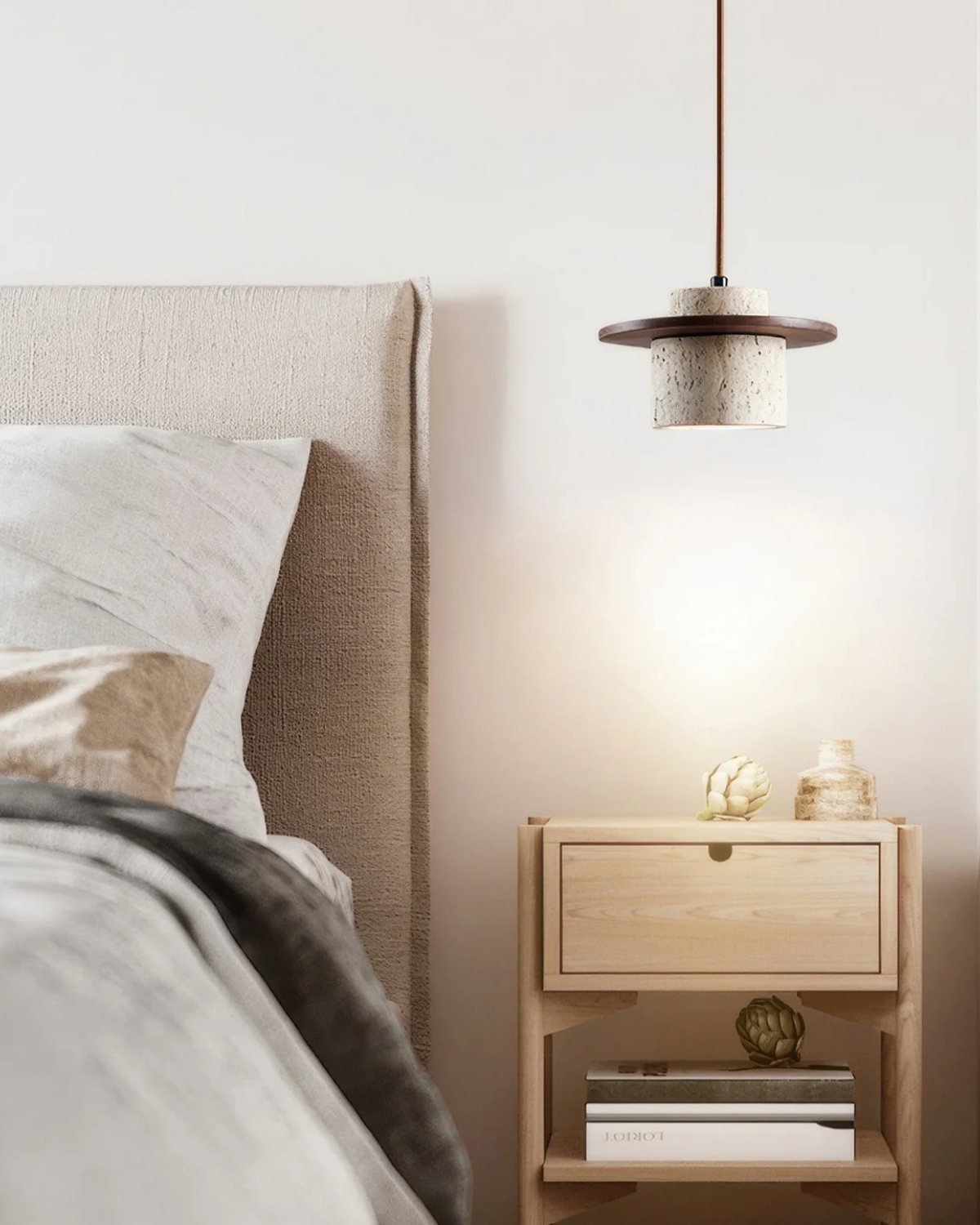 Coren | Travertine Stone Pendant Light With Rustic Glow | Orntli