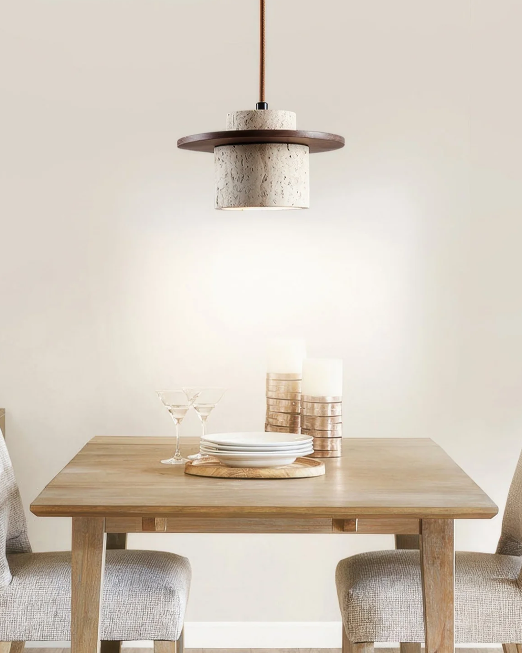 Coren | Travertine Stone Pendant Light With Rustic Glow | Orntli