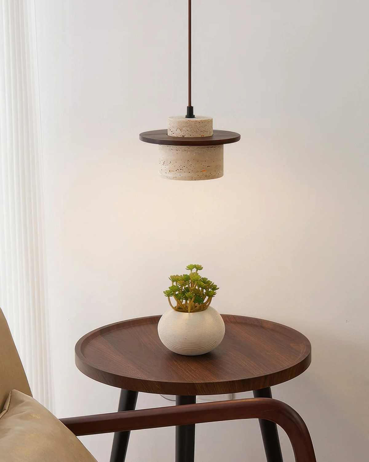 Coren | Travertine Stone Pendant Light With Rustic Glow | Orntli