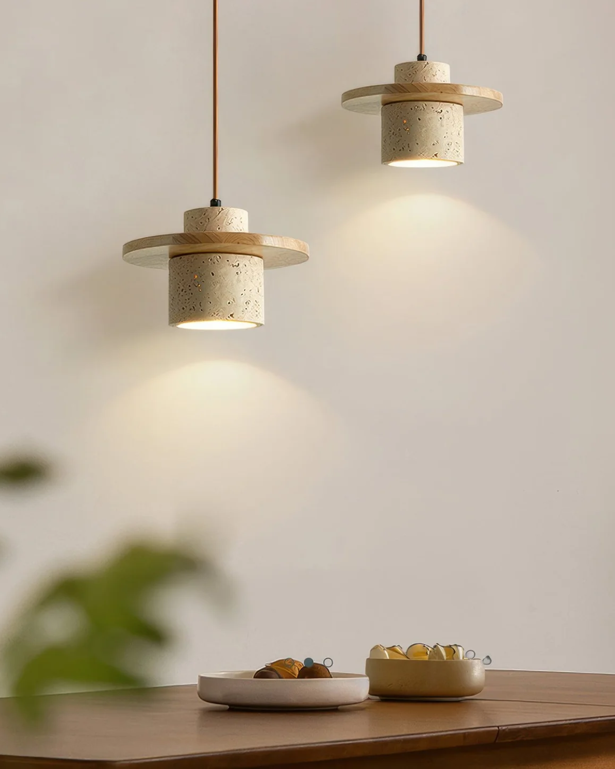 Coren | Travertine Stone Pendant Light With Rustic Glow | Orntli