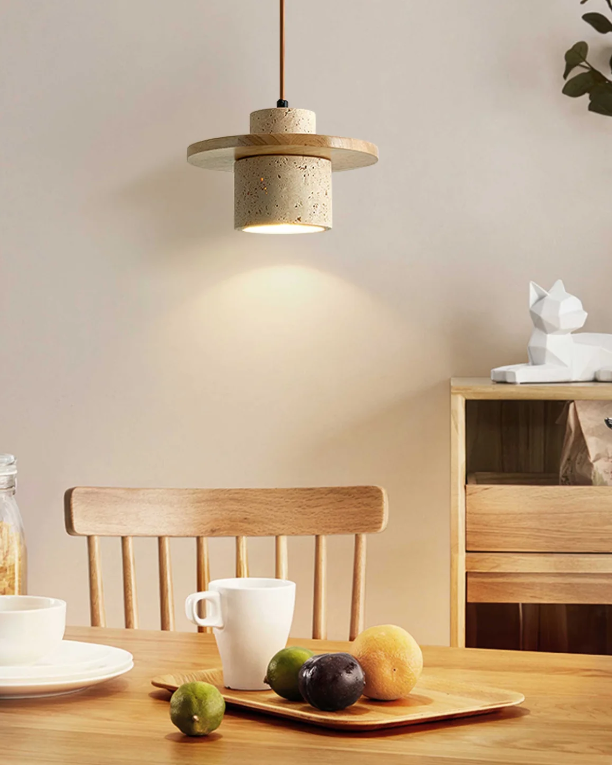 Coren | Travertine Stone Pendant Light With Rustic Glow | Orntli