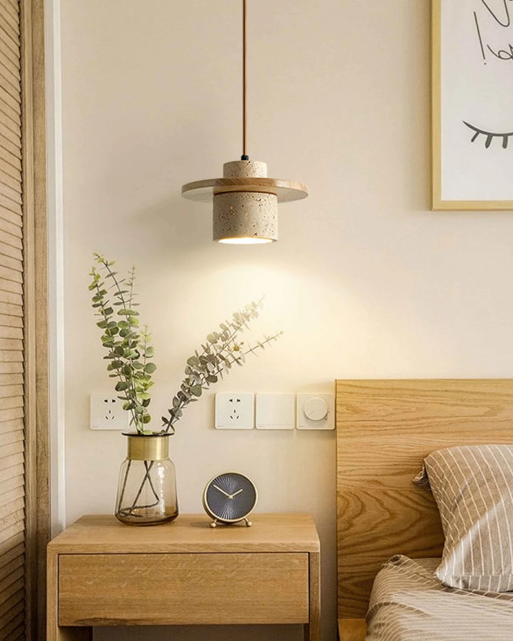 Coren | Travertine Stone Pendant Light With Rustic Glow | Orntli