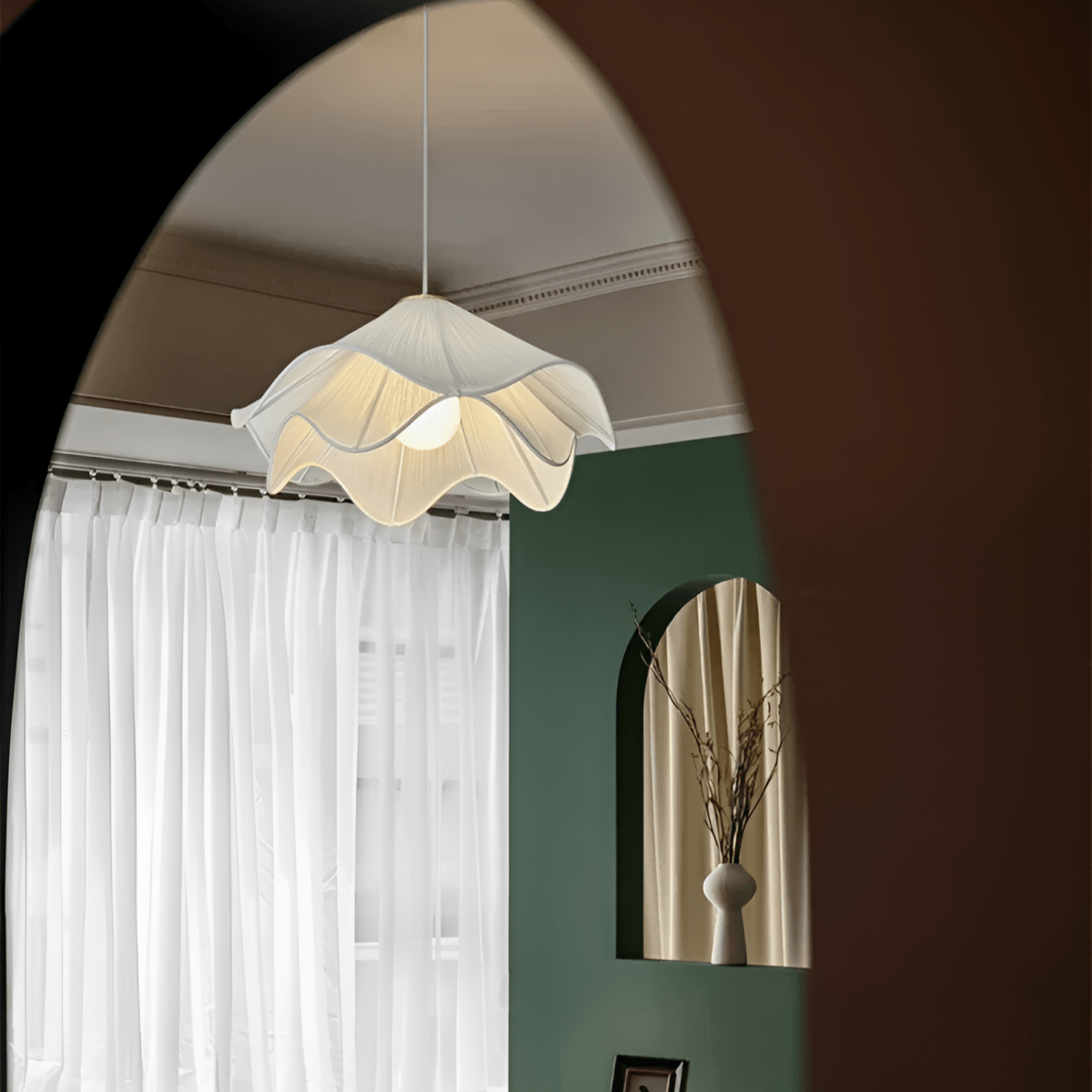 Lustră LED din material textil pentru montaj pe tavan, pentru spații de locuit