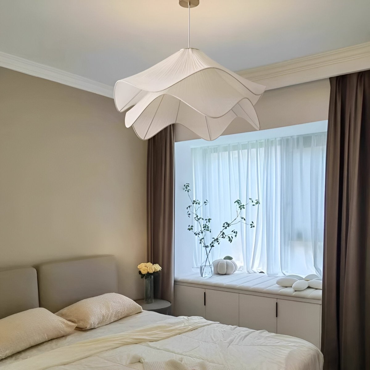 Lustră LED din material textil pentru montaj pe tavan, pentru spații de locuit