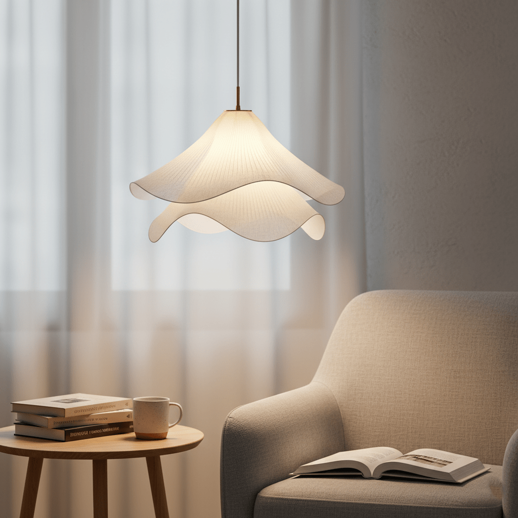 Lustră LED din material textil pentru montaj pe tavan, pentru spații de locuit
